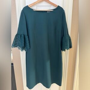 Karl Lagerfeld Green Dress with Lace Sleeves